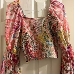 Colorful Smocked Women's Top